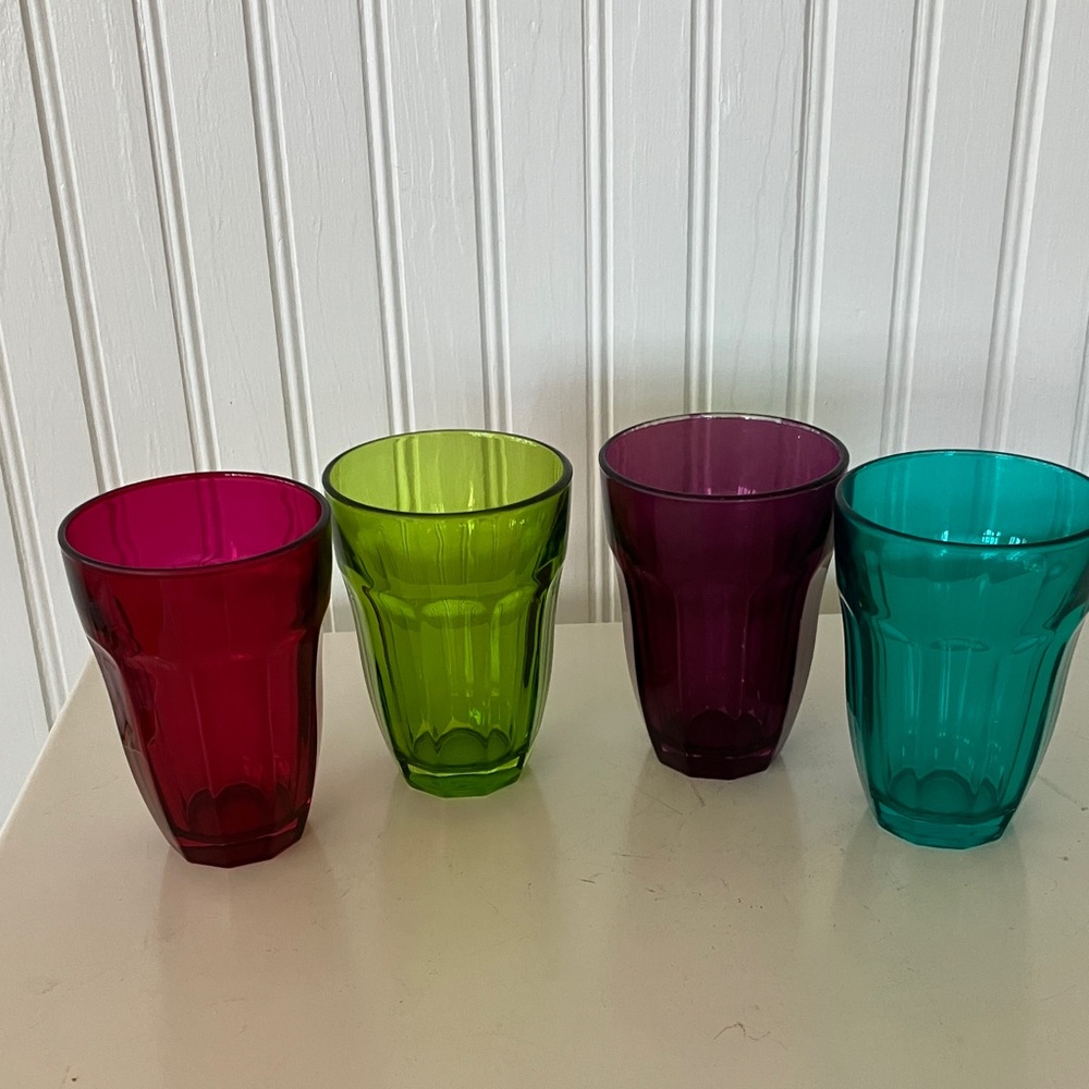 Circle Ware Jewel Colored  4 Ounce Juice Glasses Set of 4